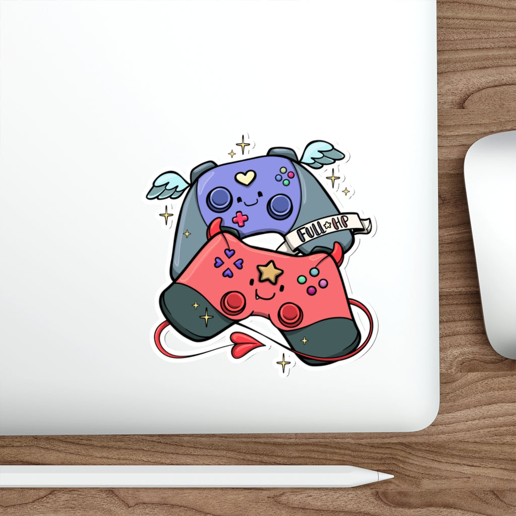 Cute Kawaii Game Controller Sticker – Pink & Purple Joypad Decal
