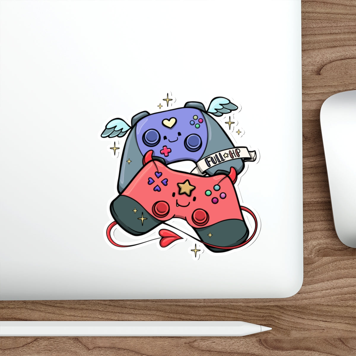 Cute Kawaii Game Controller Sticker – Pink & Purple Joypad Decal