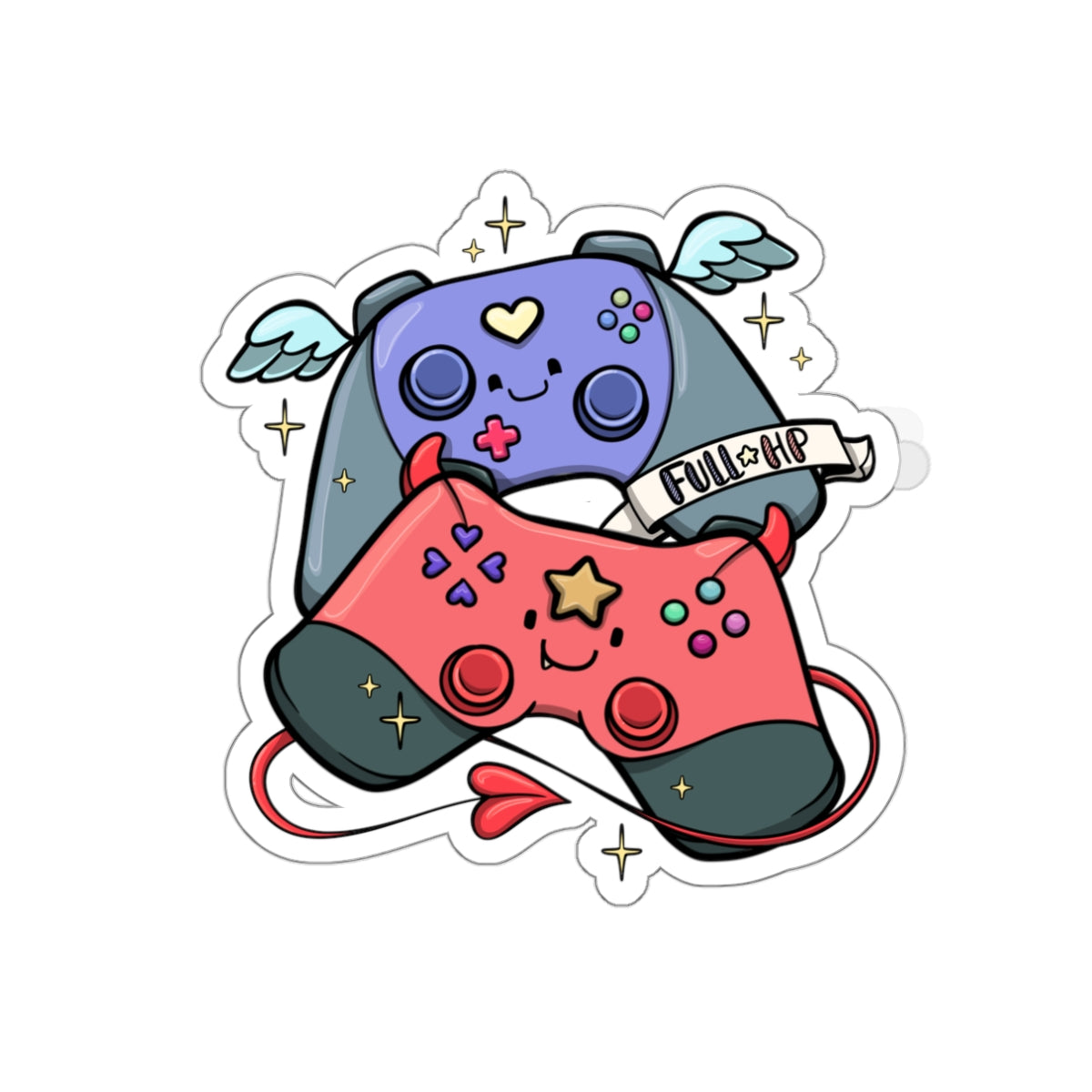 Cute Kawaii Game Controller Sticker – Pink & Purple Joypad Decal