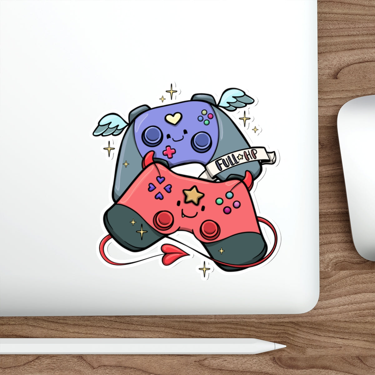 Cute Kawaii Game Controller Sticker – Pink & Purple Joypad Decal