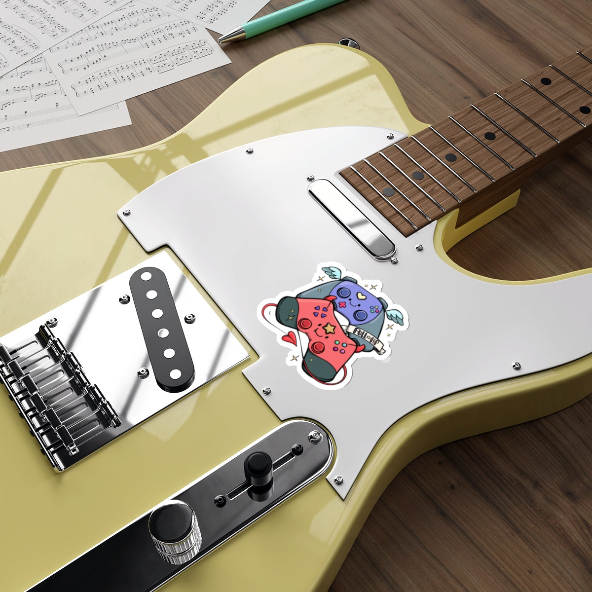 Cute Kawaii Game Controller Sticker – Pink & Purple Joypad Decal