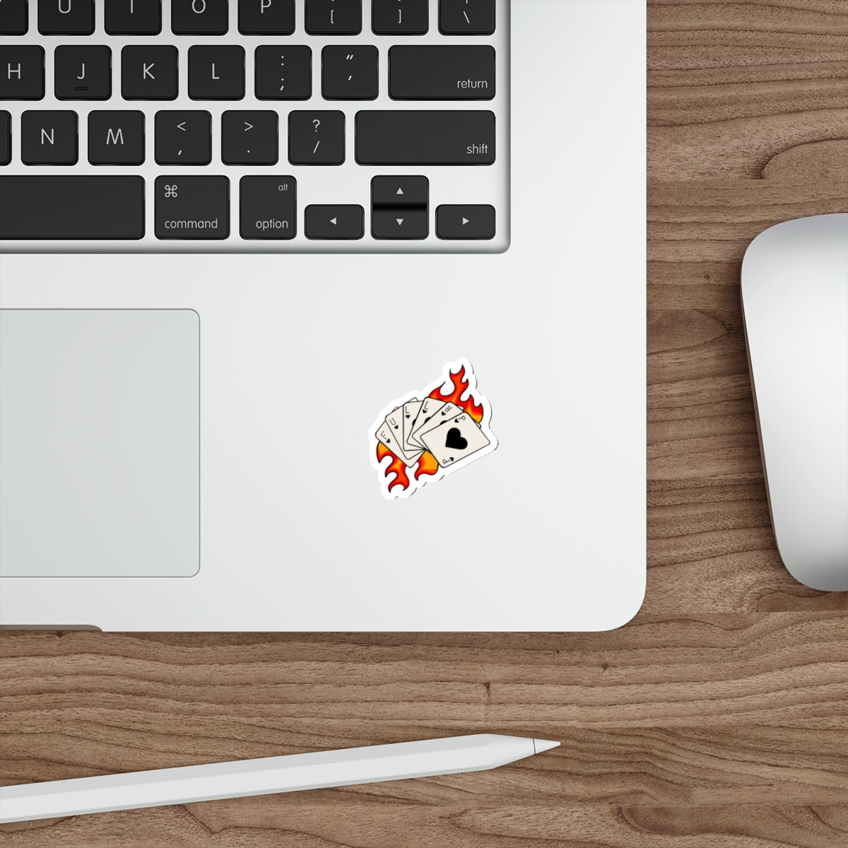 Flaming Poker Cards Die-Cut Sticker — Playing Cards with Flames Sticker