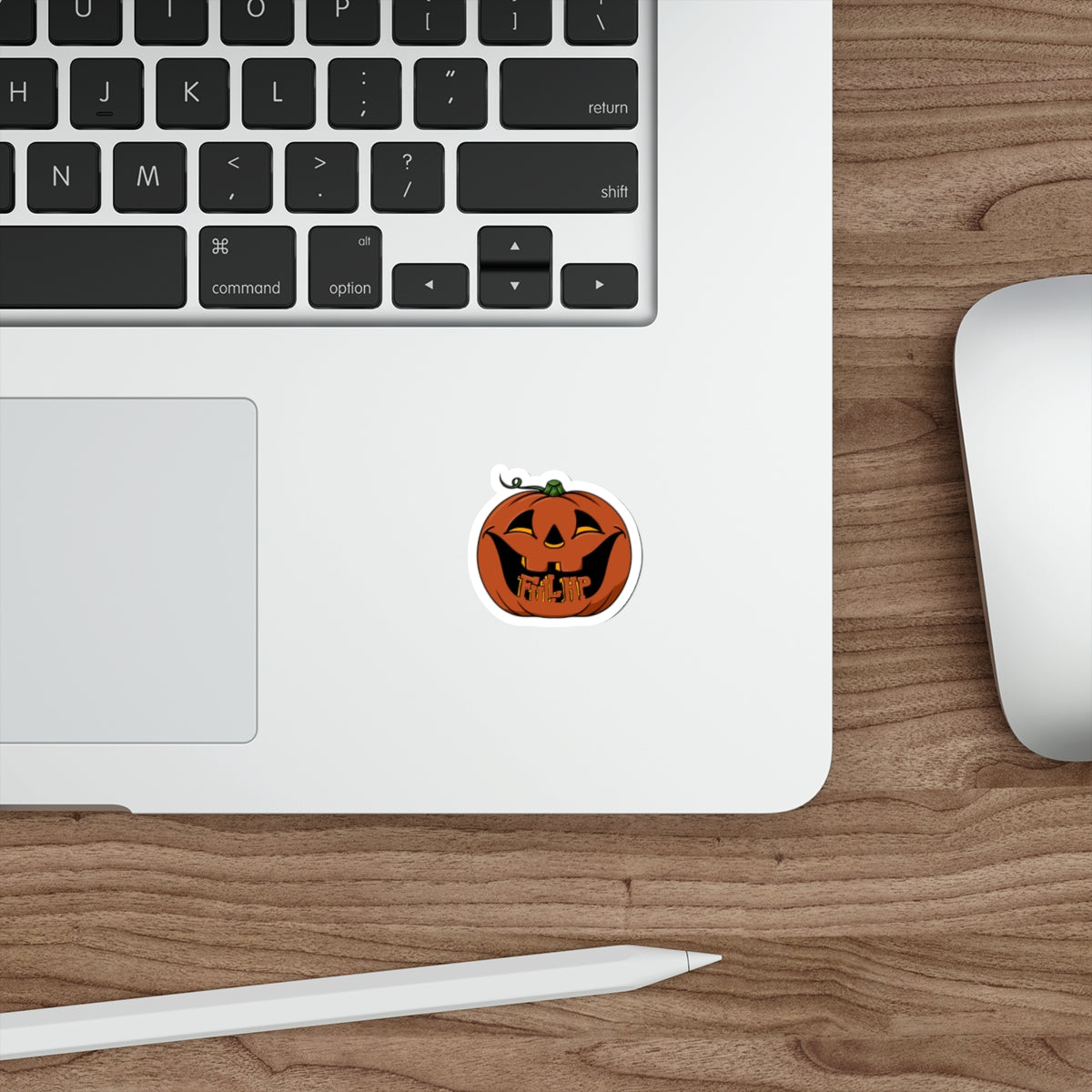 Pumpkin Jack-o'-Lantern Die-Cut Sticker — Halloween Pumpkin with 'FnlHP' Text
