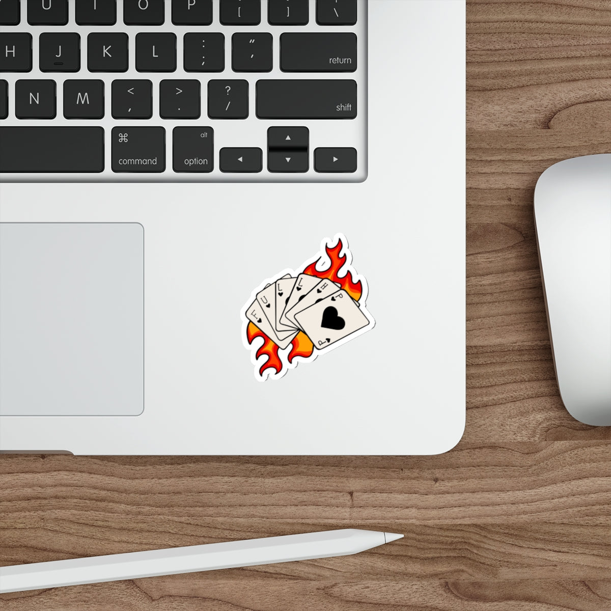 Flaming Poker Cards Die-Cut Sticker — Playing Cards with Flames Sticker